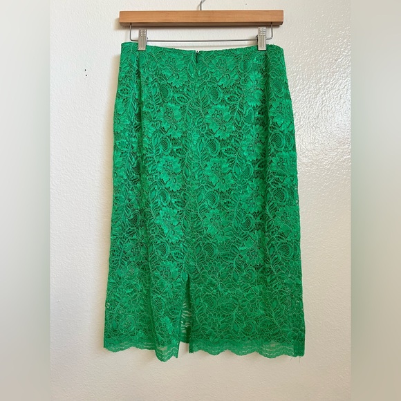 Anthropologie Mignon Doo green lace-veiled pencil skirt - Picture 3 of 6